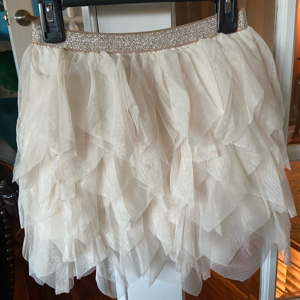 Mayoral girls cream chiffon tiered skirt sz 7